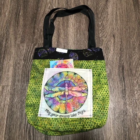 Art Inspired by Stillness Dragonfly Tote Bag & Journal Set -Hand Painted Mandala - Picture 1 of 7